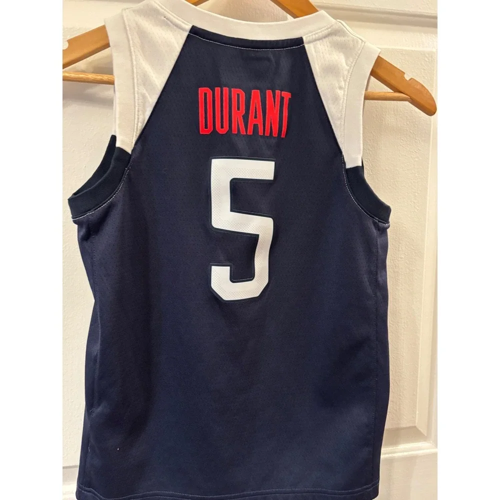Nike Kids USA Basketball Kevin Durant 5 Jersey Navy White Dri-FIT Small 8